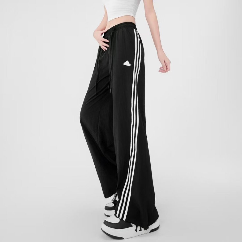 Women Adidas Dance Interlock Joggers Three-Stripes Relaxed Fit Track Black Pants